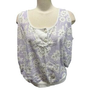 Vintage 70's Floral Lavender Tank Top by Special Events Sz XL (42 Euro) Womens B